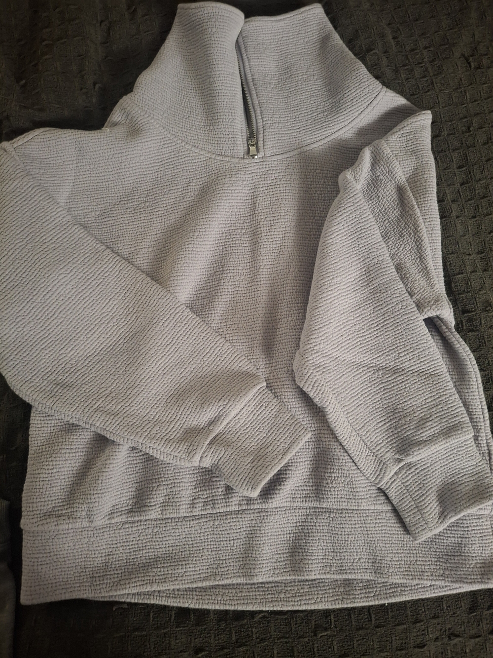 Alia Light Gray Textured Half-Zip Women's Pullover Jacket